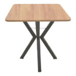 Τραπέζι Prestone pakoworld oak μελαμίνης-μαύρο μέταλλο 70x70x75εκ - Image 2