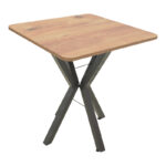 Τραπέζι Prestone pakoworld oak μελαμίνης-μαύρο μέταλλο 70x70x75εκ