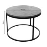 Τραπέζι σαλονιού Drion pakoworld oak μελαμίνης-μαύρο μέταλλο Φ60x40εκ - Image 4