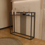 Κονσόλα Convida pakoworld ανθρακί με μαύρο μεταλλικό σκελετό 100x25x90εκ - Image 4