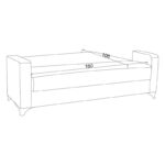 Καναπές-κρεβάτι με αποθηκευτικό χώρο τριθέσιος Vox pakoworld κρεμ ύφασμα 214x82x83εκ - Image 10