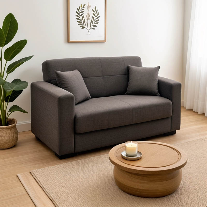 328-000014 Καναπές-κρεβάτι με αποθηκευτικό χώρο διθέσιος Vox pakoworld ανθρακί ύφασμα 154x82x83εκ