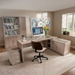 Καρέκλα γραφείου εργασίας Amani pakoworld μπεζ pu-καρυδί plywood 52x54x90.5εκ - Image 2