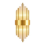 Φωτιστικό τοίχου-απλίκα Fenzy pakoworld E14 μέταλλο χρυσό-λευκό Φ20x60εκ