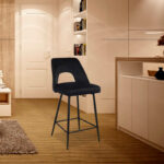 Σκαμπό μπαρ Murde pakoworld μαύρο βελούδο και μεταλλικά πόδια σε μαύρη απόχρωση 47x52x96εκ - Image 2