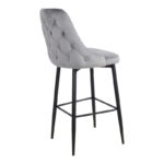 Σκαμπό μπαρ Zedna pakoworld γκρι βελούδο με μαύρα μεταλλικά πόδια 52x57x111εκ - Image 2