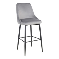 Σκαμπό μπαρ Zedna pakoworld γκρι βελούδο με μαύρα μεταλλικά πόδια 52x57x111εκ