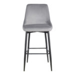 Σκαμπό μπαρ Zedna pakoworld γκρι βελούδο με μαύρα μεταλλικά πόδια 52x57x111εκ - Image 4