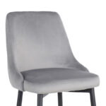 Σκαμπό μπαρ Zedna pakoworld γκρι βελούδο με μαύρα μεταλλικά πόδια 52x57x111εκ - Image 5