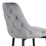 Σκαμπό μπαρ Zedna pakoworld γκρι βελούδο με μαύρα μεταλλικά πόδια 52x57x111εκ - Image 6