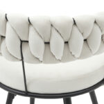 Σκαμπό μπαρ Alkia pakoworld περιστρεφόμενο σε μπεζ βελούδο με μαύρα πόδια μέταλλο 58x55x90εκ - Image 7