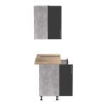 Σύνθεση κουζίνας Festa II pakoworld μελαμίνη σε ανθρακί και πάγκο σε sonoma απόχρωση 120x60x85εκ - Image 7