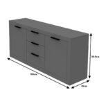 Μπουφές Doha pakoworld σε ανθρακί απόχρωση 180x45x80.5εκ - Image 5