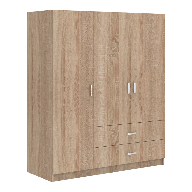 361-000116 Ντουλάπα τρίφυλλη Royal pakoworld με συρτάρια sonoma 150x58x177εκ