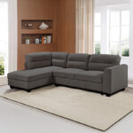 Γωνιακός καναπές δεξιά γωνία Camile pakoworld ύφασμα σε ανθρακί απόχρωση 270x174x95εκ - Image 2