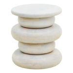 Βοηθητικό τραπέζι Circena pakoworld μασίφ μάνγκο ξύλο λευκό Φ40x45εκ - Image 2