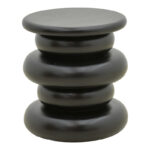 Βοηθητικό τραπέζι Circena pakoworld μασίφ μάνγκο ξύλο μαύρο Φ40x45εκ - Image 2