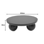 Τραπέζι σαλονιού Fedena pakoworld μασίφ μάνγκο ξύλο μαύρο Φ90x30εκ - Image 5