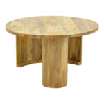 Τραπέζι σαλονιού Orban pakoworld μασίφ μάνγκο ξύλο σε φυσική απόχρωση Φ80x45εκ - Image 3