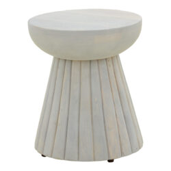 Βοηθητικό τραπέζι Nemira pakoworld μασίφ μάνγκο ξύλο λευκό Φ30x35εκ