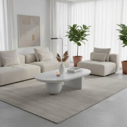 Τραπέζι σαλονιού Kane pakoworld μασίφ ξύλο ακακίας σε λευκή απόχρωση 110x72x38εκ