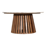 Τραπέζι σαλονιού Mable pakoworld μασίφ ξύλο ακακίας σε φυσική απόχρωση και επιφάνεια μαρμάρου Φ100x45εκ - Image 3