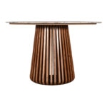 Τραπέζι Mable pakoworld μασίφ ξύλο ακακίας σε φυσική απόχρωση και επιφάνεια μαρμάρου Φ120x76εκ - Image 3