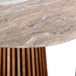 Τραπέζι Mable pakoworld μασίφ ξύλο ακακίας σε φυσική απόχρωση και επιφάνεια μαρμάρου Φ120x76εκ - Image 4