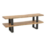 Έπιπλο τηλεόρασης Fuji pakoworld μασίφ ξύλο ακακίας σε φυσική απόχρωση με μαύρα μεταλλικά πόδια 140x40x52εκ - Image 2