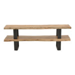 Έπιπλο τηλεόρασης Fuji pakoworld μασίφ ξύλο ακακίας σε φυσική απόχρωση με μαύρα μεταλλικά πόδια 140x40x52εκ - Image 3