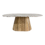 Τραπεζι σαλονιού Aithra pakoworld μασίφ ξύλο μάνγκο σε φυσική απόχρωση με επιφάνεια μαρμάρου 120x60x45εκ. - Image 3