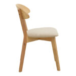 Καρέκλα Canon pakoworld rubberwood σε φυσική απόχρωση με γκρι μπεζ ύφασμα 43x52x83,5εκ - Image 4