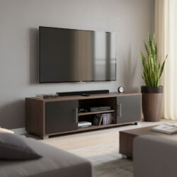 Έπιπλο τηλεόρασης Serank pakoworld σε oak-ανθρακί απόχρωση 120x40x40εκ