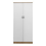 Ντουλάπα δίφυλλη Athos pakoworld σε sonoma-λευκή απόχρωση 80x42x180εκ - Image 4