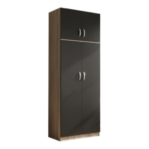 Ντουλάπα δίφυλλη και πατάρι Athos pakoworld σε sonoma-ανθρακί απόχρωση 80x42x240εκ