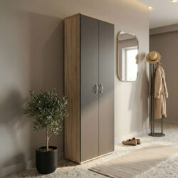 Παπουτσοθήκη-Ντουλάπα Racka pakoworld sonoma-ανθρακί 58x34x186εκ