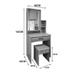 Τουαλέτα κρεβατοκάμαρας Larnia pakoworld με καθρέπτη και σκαμπό λευκό 65x40x142εκ - Image 5