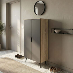 Παπουτσοθήκη-ντουλάπα Oufelia pakoworld sonoma-ανθρακί 60x32.5x134.5εκ