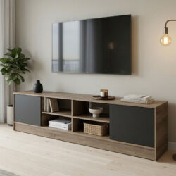 Έπιπλο τηλεόρασης Tivia pakoworld sonoma-ανθρακί 180x35x41.5εκ