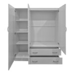 Ντουλάπα τρίφυλλη με 2 συρτάρια Alvia pakoworld λευκή 150x51x180εκ - Image 2