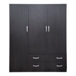 Ντουλάπα τρίφυλλη με 2 συρτάρια Alvia pakoworld wenge150x51x180εκ - Image 3