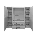 Ντουλάπα τετράφυλλη με 2 συρτάρια Alvia pakoworld sonoma 200x51x180εκ - Image 4