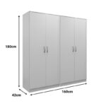 Ντουλάπα τετράφυλλη Athos Ι pakoworld λευκή 160x42x180εκ - Image 4