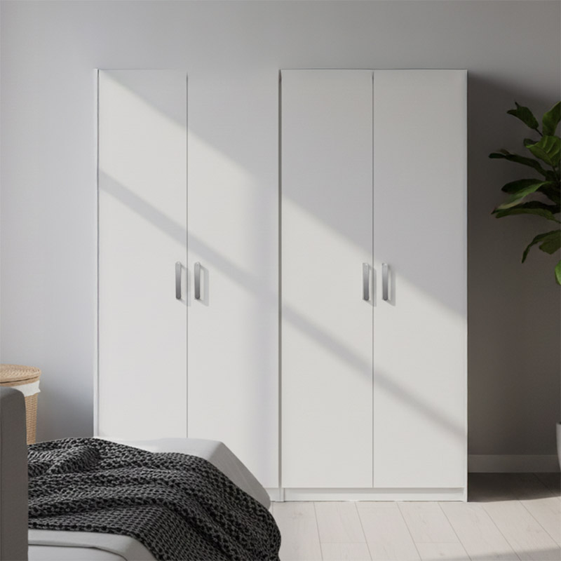 383-000188 Ντουλάπα τετράφυλλη Athos Ι pakoworld λευκή 160x42x180εκ