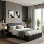 Κρεβάτι Dellia pakoworld με αποθηκευτικό χώρο pu μαύρο 150x200εκ - Image 2