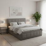 Κρεβάτι Huga pakoworld με αποθηκευτικό χώρο ύφασμα γκρι 160x200εκ - Image 2