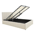 Κρεβάτι Snuggle pakoworld με αποθηκευτικό χώρο ύφασμα μπεζ 120x200εκ - Image 2