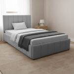 Κρεβάτι Snuggle pakoworld με αποθηκευτικό χώρο ύφασμα γκρι 120x200εκ - Image 2