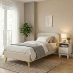 Κρεβάτι LumiLux pakoworld ύφασμα σε μπεζ απόχρωση 100x200εκ - Image 2