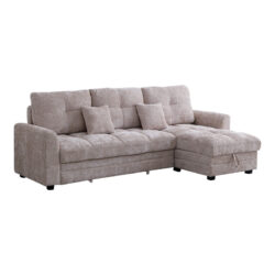 Γωνιακός αναστρέψιμος καναπές κρεβάτι Comfie pakoworld με αποθηκευτικό χώρο μπεζ ύφασμα 260x156x98εκ